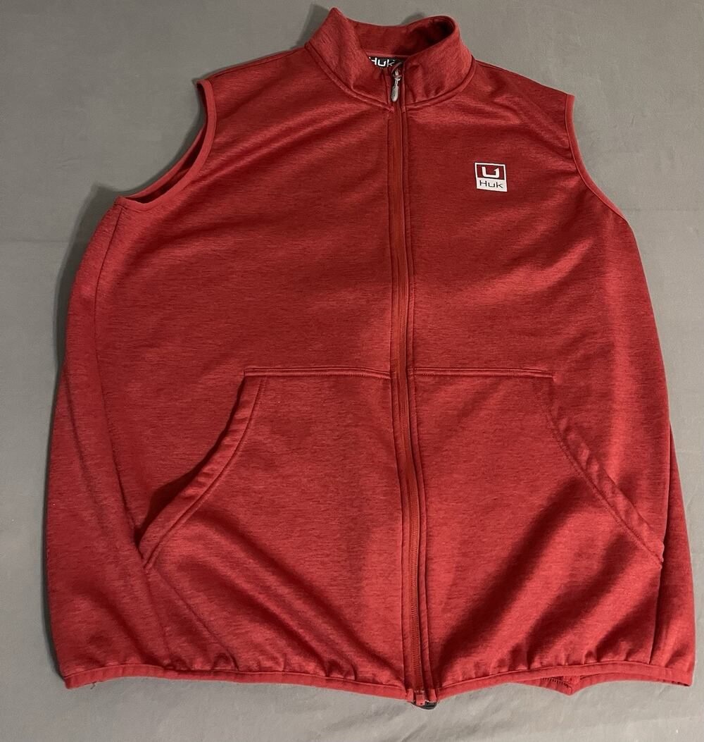 HUK Coldfront+ Performance Fleece Vest Mens 2XL Red H1300099 Excellent